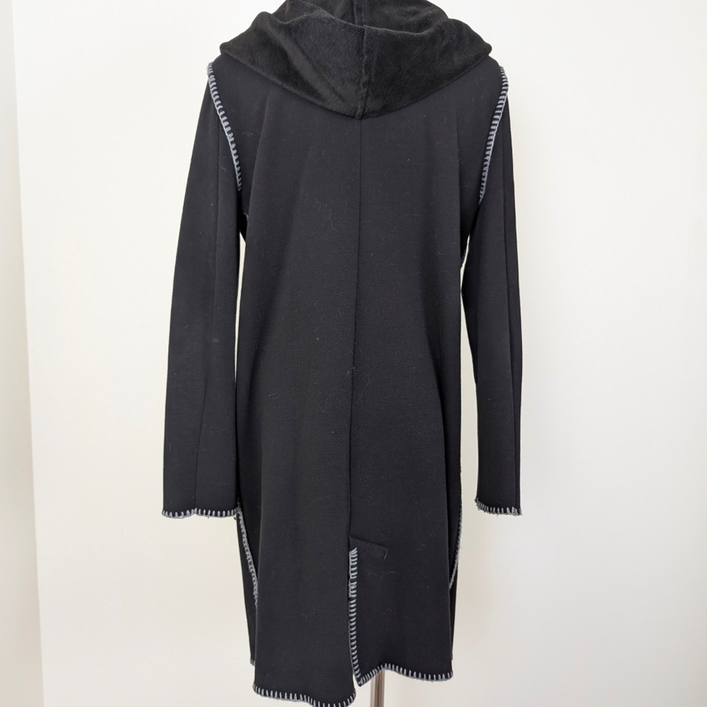 (Free with Purchase) Rain Long Cardigan Contrast Stitching Coatigan Hood - Picture 7 of 11